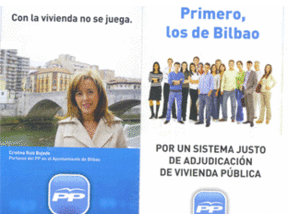 SOS Racismo denuncia al PP por un folleto sobre vivienda que reza 'Primero, los de Bilbao'
