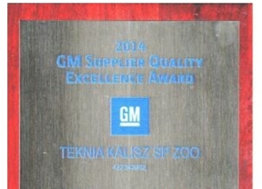 TEKNIA Kalisz recibe el premio a la Excelencia en Calidad de Proveedor GM 2014