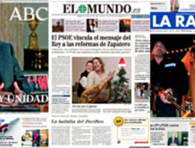 El futuro de Zapatero y el 'económico' mensaje del Rey protagonizan las portadas del domingo
