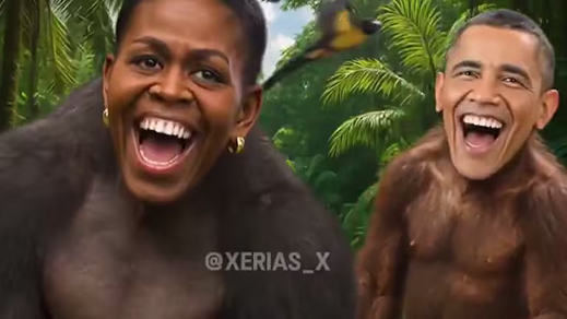 Imagen del vídeo compartido por Trump en el que se ve a los Obama como monos
