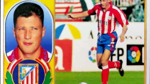 Cromo de Luboslav Penev en su época en el Atlético de Madrid