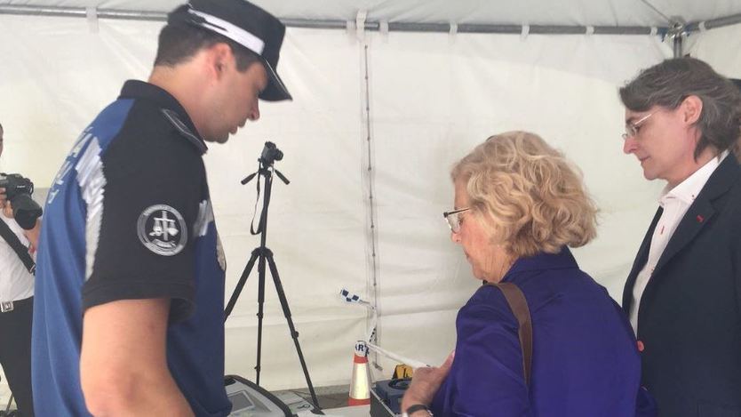 Carmena, en la celebración del patrón de la Policía, San Juan Bautista, en 2018