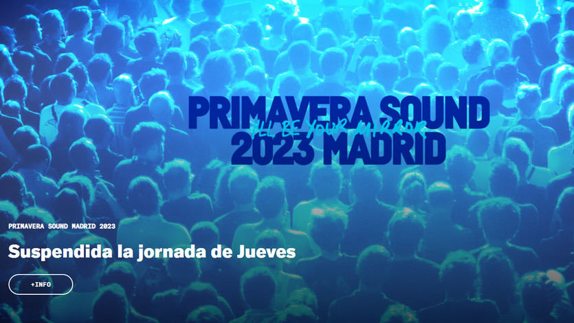 Suspendida la jornada del jueves de Primavera Sound Madrid