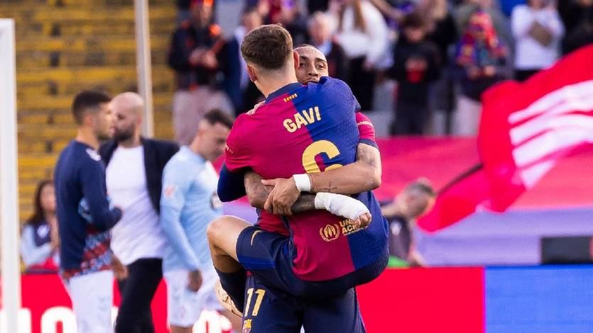 Jugadores del Barça celebran la remontada