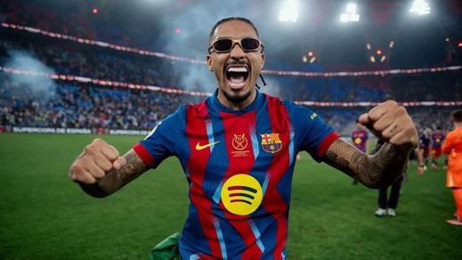 Rapinha celebra el título para el Barça