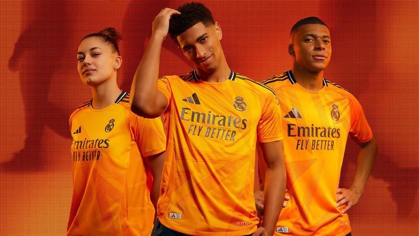 Segunda equipación del Real Madrid, naranja, para la temporada 2024-25