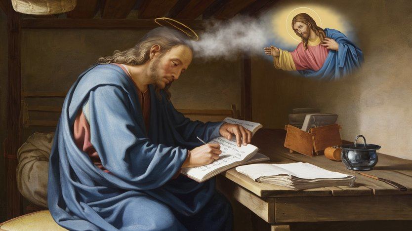 San Lucas escribiendo los Evangelios