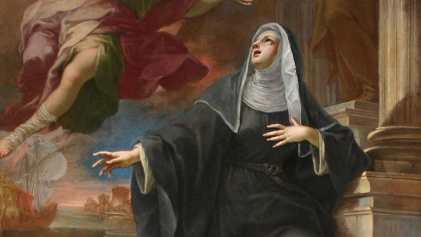 Cuadro titulado 'El ángel se aparece a santa Mónica' (1714)