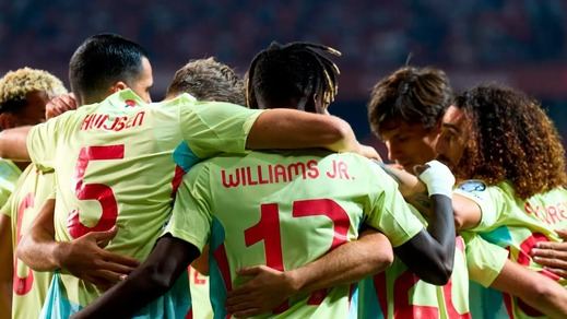 España celebra un gol