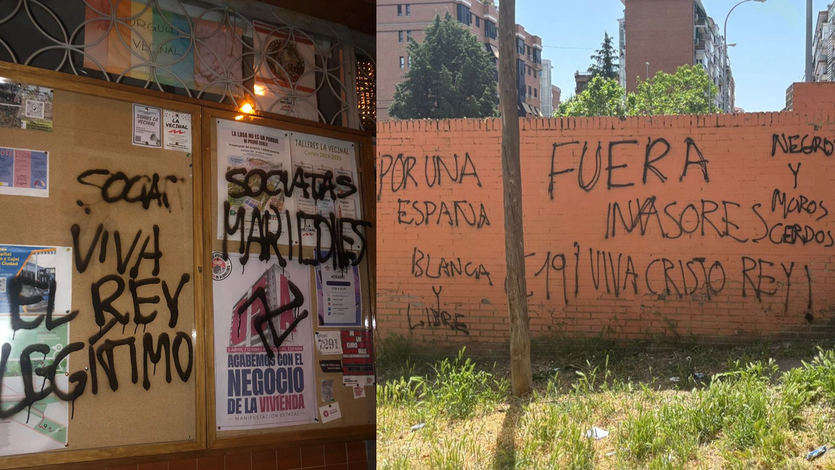 Pintadas en locales de Ciudad Lineal, Madrid