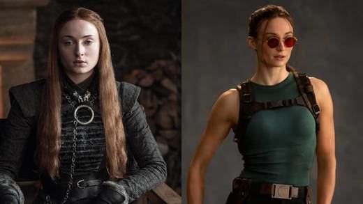 Sophie Tuner como Sansa Stark y como Lara Croft