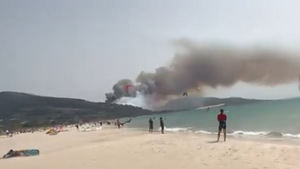 Un incendio junto a la playa de Valdevaqueros en Tarifa provoca el desalojo de un camping
