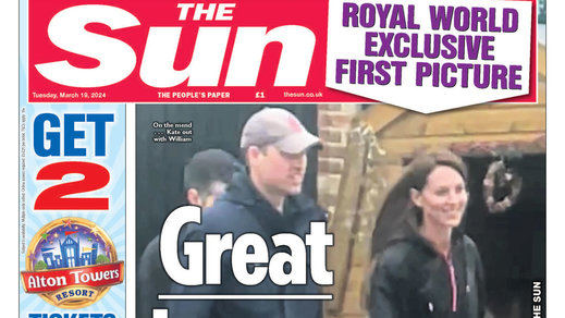 Kate Middleton junto a Guillermo en la portada de 'The Sun'