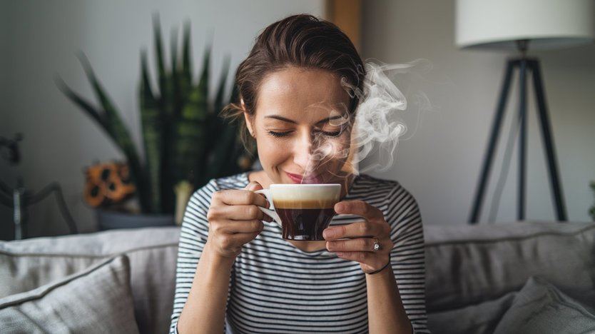 Tomando una taza de café