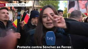 Una reportera de TVE, acosada e increpada desde las protestas en Ferraz contra Pedro Sánchez