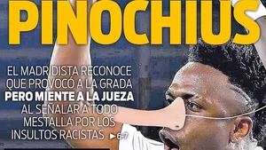 Indignación madridista por la portada de 'Superdeporte' que compara a Vinicius con Pinocho