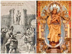 Virgen de la Almudena en el momento de su aparición y en la actualidad