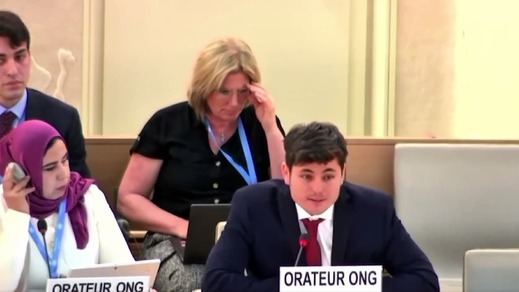 Vito Quiles durante su discurso en la ONU