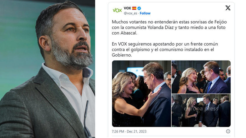 El tuit de Vox contra la foto de Feijóo con Yolanda Díaz