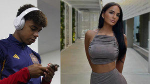 Lamine Yamal y Claudia Bavel 