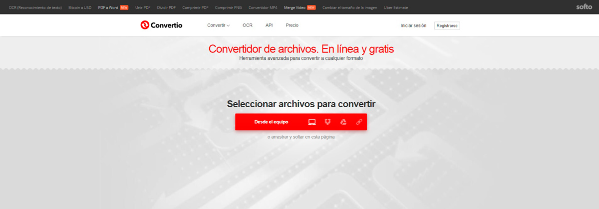 Convertio, servicio online gratuito de conversión entre formatos