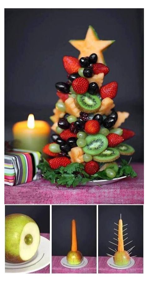 arbol navideño de frutas