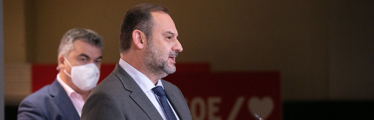 Santos Cerdán y Ábalos, en una rueda de prensa