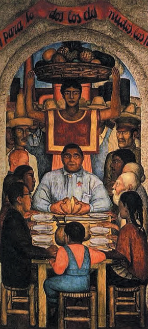 'El pan nuestro', de Diego Rivera, con Pandurang Khankhoje en el centro