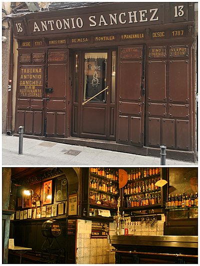 Exterior e interior de la Taberna de Antonio Sánchez