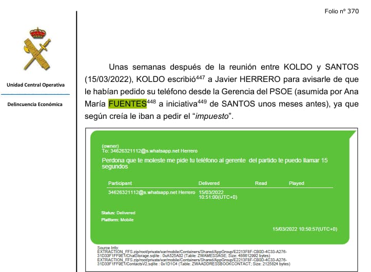 (Fuentes aparece nombrada en el informe de la UCO)