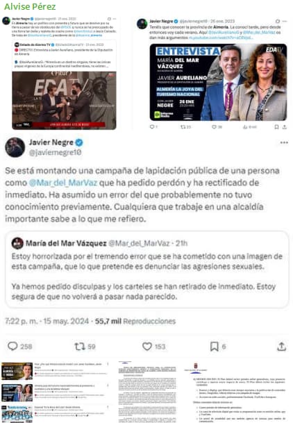 Imágenes de recortes de prensa ofrecidos por Alvise en su canal de Telegram