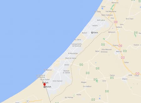 Distancia entre Gaza y Rafah