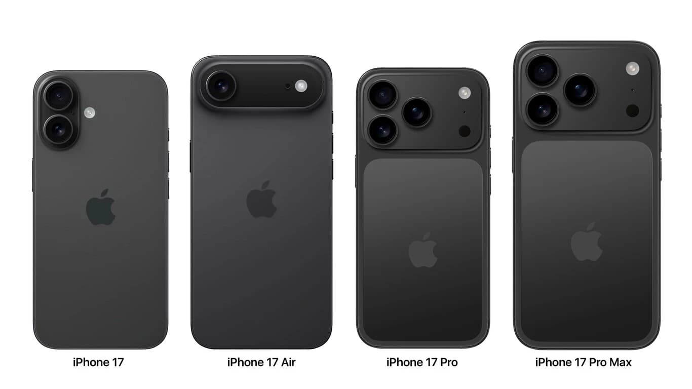 Posibles diseños finales de los iPhone 17 (Fuente: Trendforce)