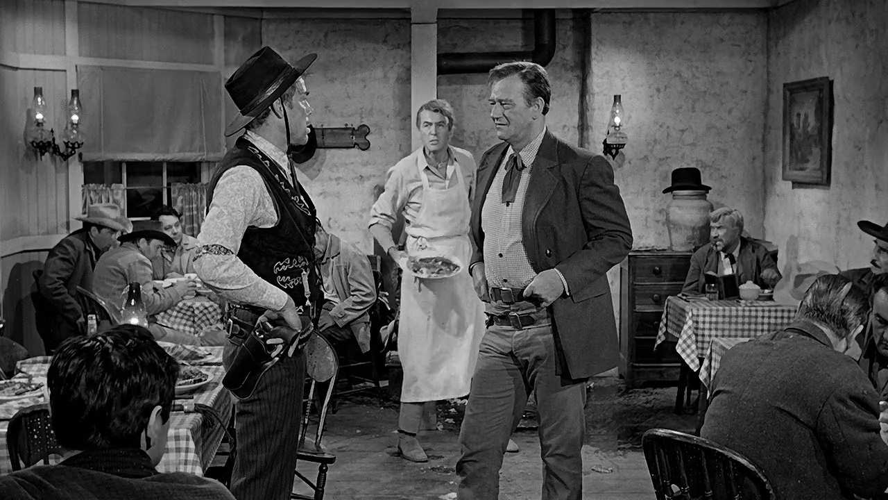 James Stewart John Wayne y Lee Marvin