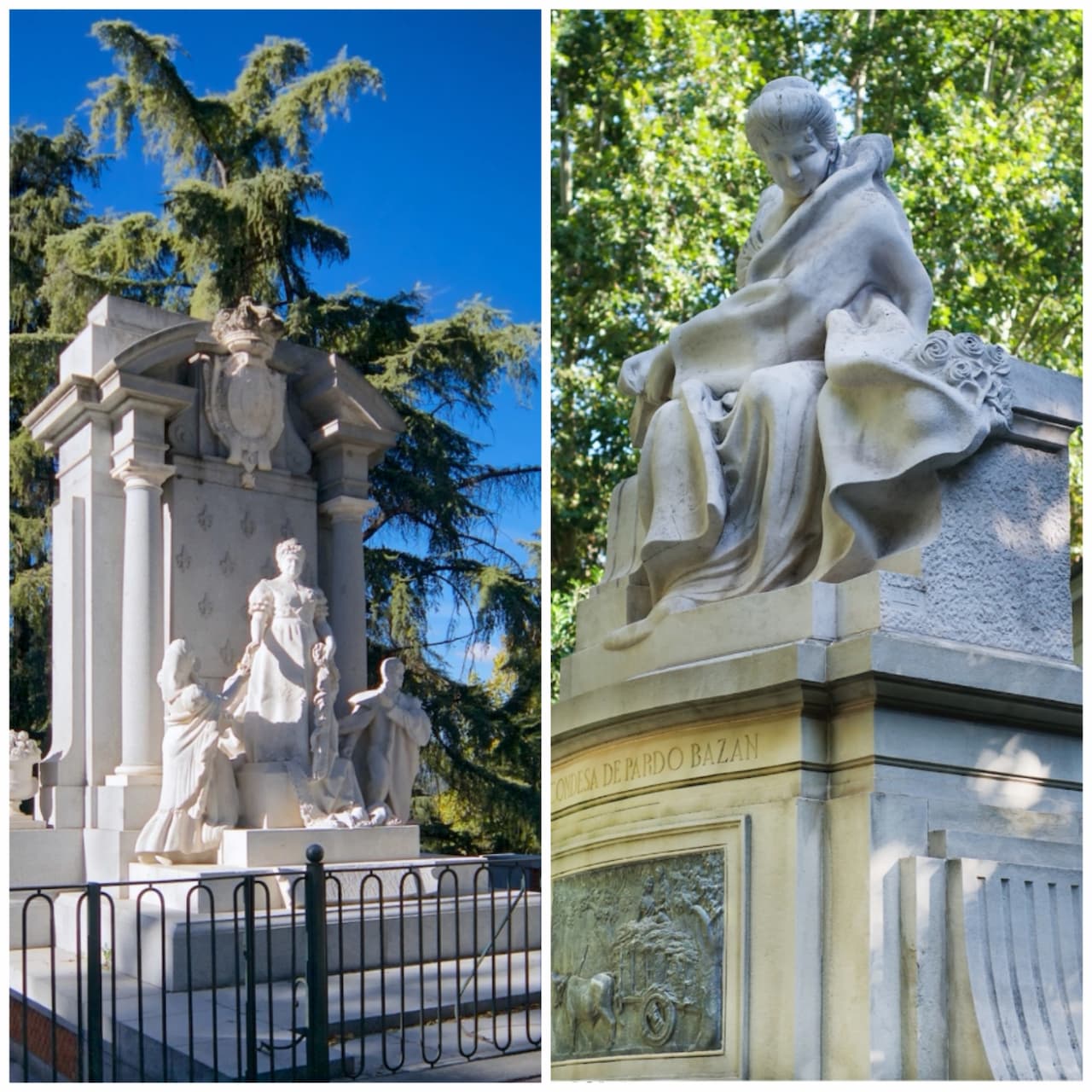 Monumentos madrileños a la Chata y a Emilia Pardo Bazán