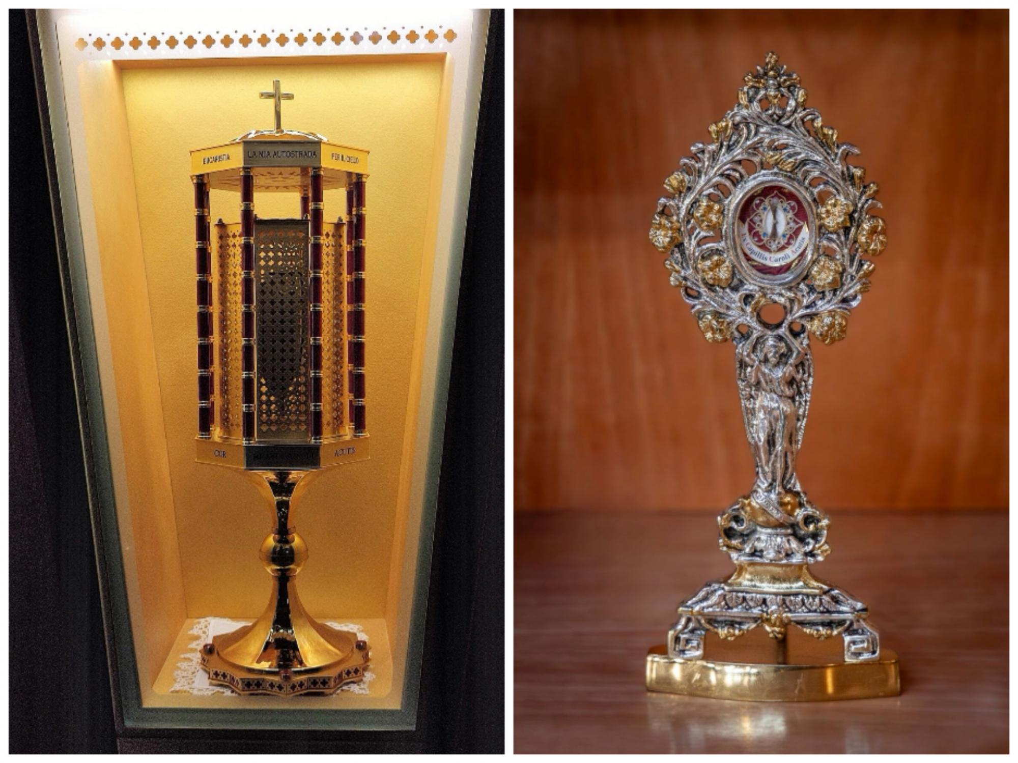 Reliquias, corazón y pelo de Carlos Acutis